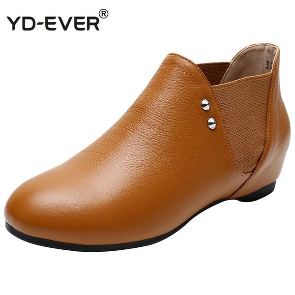 

boots genuine leather flat heels women single shoes women's casual female flats height increasing, Black