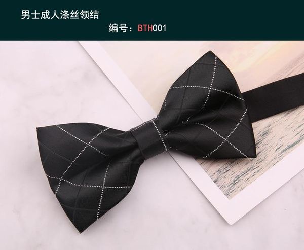 

bow ties men's formal suits, british and korean tie, multi-fashionable double-layer bow-knot polyester yarn, Black;gray
