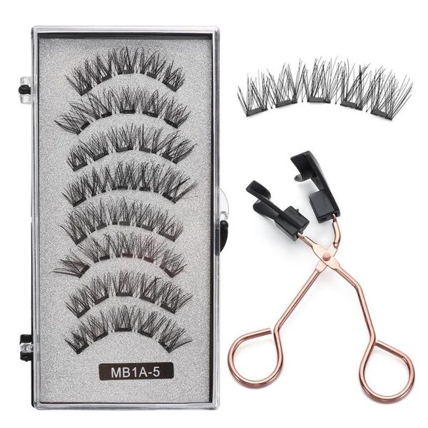 

false eyelashes 8 pcs magnetic with applicator reusable natural long handmade no glue needed eye makeup tools