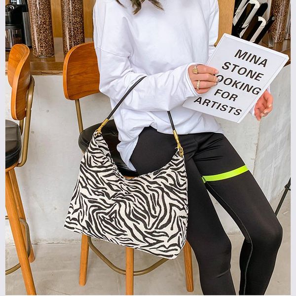 

evening bags 2021 zebra pattern underarm bag shoulder female handbag large capacity retro messenger fashion tote