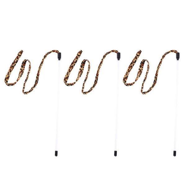 

cat toys 3pcs interactive pet cats teaser stick exerciser wand with leopard ribbon