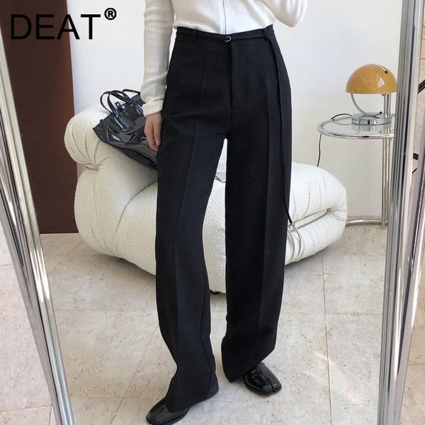 

women's pants & capris deat 2021 women fashion loose black bandage straight zipper office lady high waist trousers spring and autumn 7e, Black;white