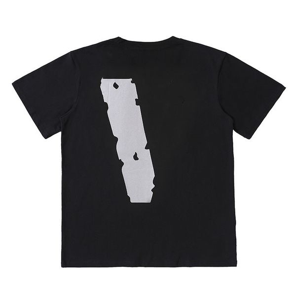 

[high-quality streetwear tee] big v t-shirts trend behind 3m reflective black gray summer loose short-sleeved t-shirt, White;black