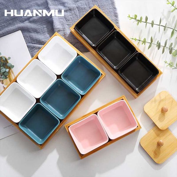 

2/4/6-compartment ceramics bowl storage wood tray dried fruit snack plate appetizer serving platter party candy pastry nuts dishes & pl plat