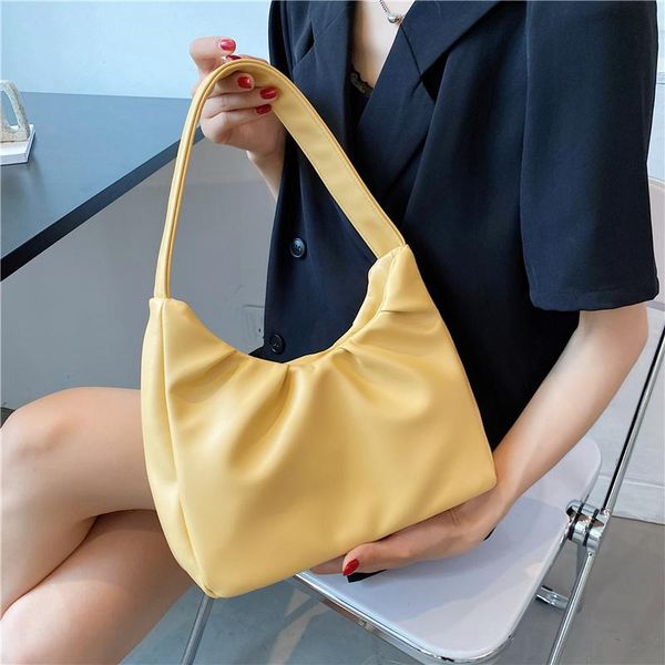 

evening bags cute solid color small soft pu leather baguette shoulder for women 2021 simple handbags and purses female travel totes