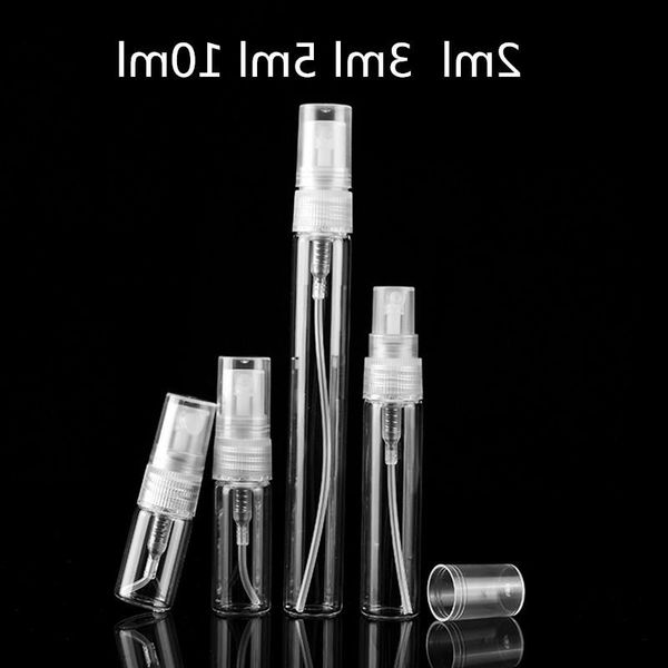 

storage bottles & jars 100pcs/lot 2ml 3ml 5ml 10ml mist spray bottle pump travel refillable glass perfume with sprayer