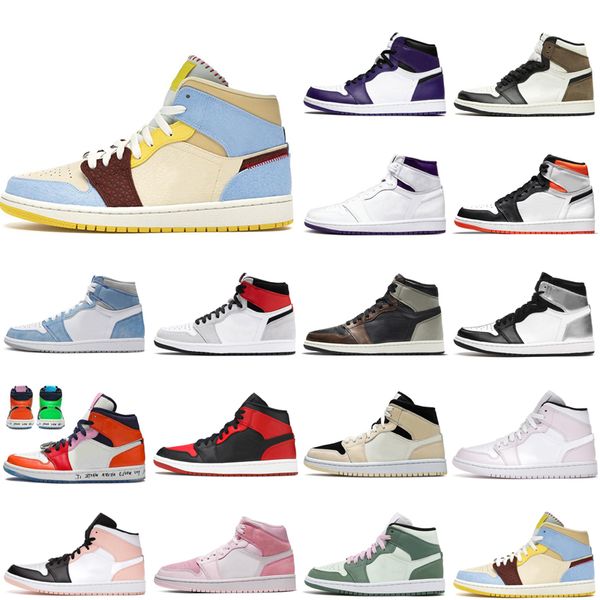 

2021 wholesale basketball shoes 1s men 1 women crimson tint toe dutch green fearless maison chateau rouge pink quartz smoke grey obsidian po