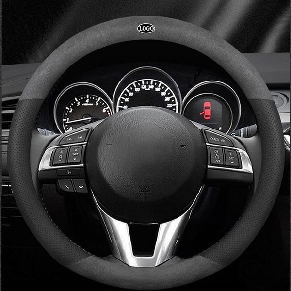 

steering wheel covers for 3d laser printing logo cow leather car cover fit 3 2 atenza axela cx5 cx7 cx3 cx9 cx30