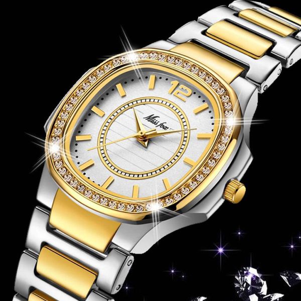 

wristwatches watch for women 2021 luxury bling diamond womens watches fashion ladies quartz female clock silver gold steel bracelet, Slivery;brown