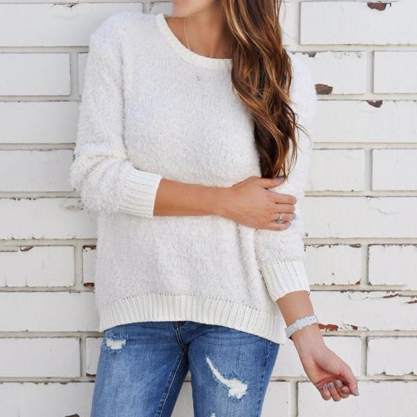 

women's sweaters 2021 4 colors o neck twisted back sweater women jumpers pullovers casual long sleeve knitted pull femme, White;black