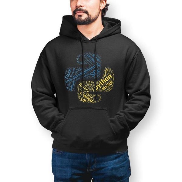 

men's hoodies & sweatshirts python programmer cotton coder programming loose pullover hoodie winter long x men, Black