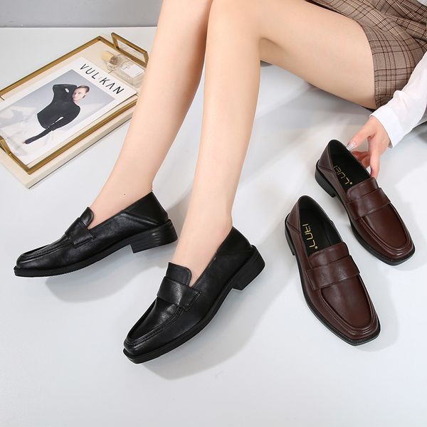

dress shoes autumn winter plush oxford women concise vintage brown widen zapatos mujer solid sewing belt flats loafers big size 34-43 cdb4, Black