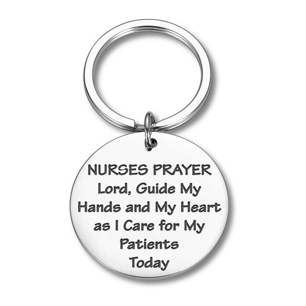 

nurse graduation keychains gifts for women men nurses prayer key chain nursing gifts for nursing students rn nurse practitionerdio chan cont, Slivery;golden