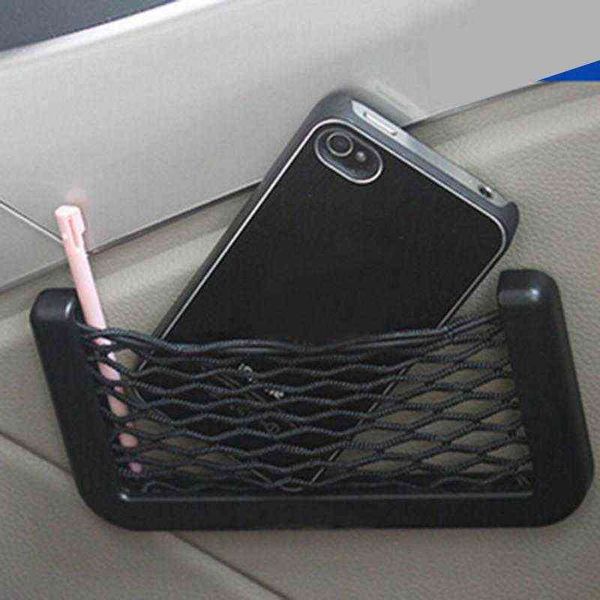 

2pc universal car rear seat storage bag storage mesh auto organizer double-deck elastic string net magics sticker pocket bag y220414