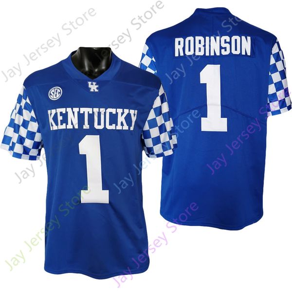 

2021 new ncaa kentucky wildcats football jerseys 1 wan'dale robinson college jersey blue size youth adult, Black