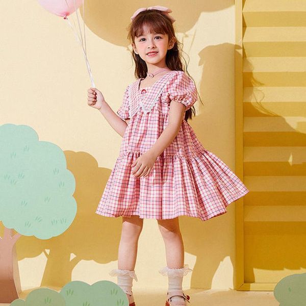 Kleidungssets Schnittmuster Kurzarm kariertes Kleid Sommer Kinder Mädchen Kinder Baby Herstellung von Kleidung Zeichnungen Vorlage DIY Kraft Braun Pape