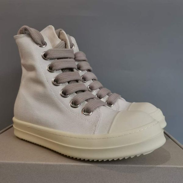 

22ss white jumbo lace tpu sole high boots rock ramones canvas sneaker seven-eyelet side zipper boot, Black
