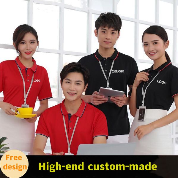 

men's and women's polo shirts tailored company group clothing, work clothes, couples, short sleeves, t-shirts, a start to order, d, White;black