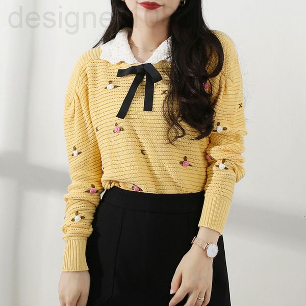 

women's knits & tees designer []new korean loose pullover sweet sweater female lovely doll neck knitted female lnjj, White