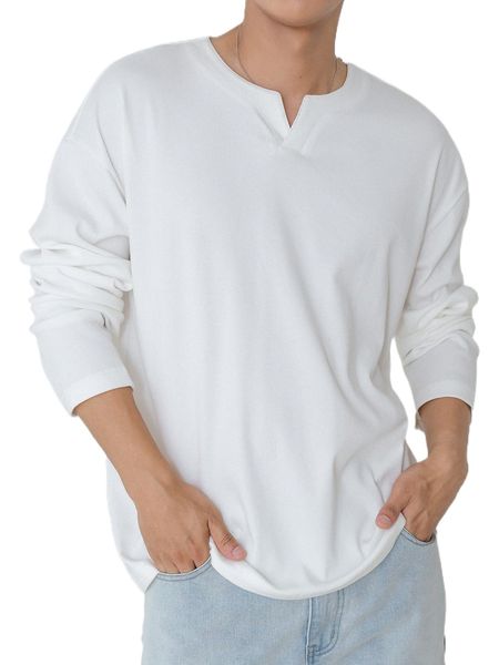 

dazy men solid notched neck drop shoulder tee v6zv#, White;black