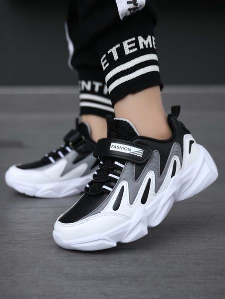 

toddler boys hook-and-loop fastener strap chunky sneakers she, Black