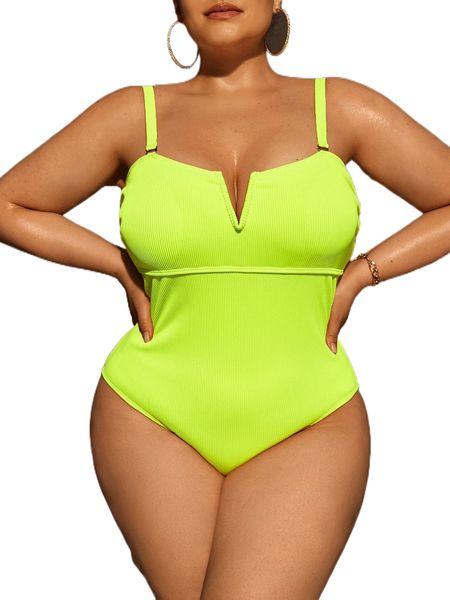 

plus neon lime v wired one piece swimsuit v9ww#, White;black