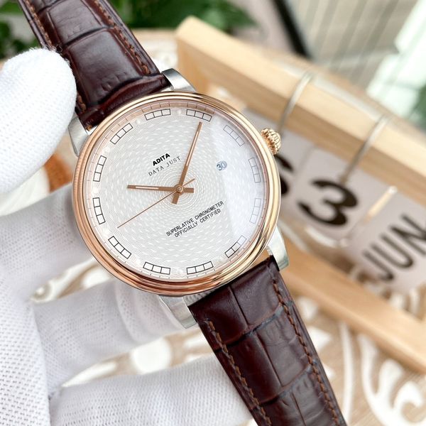 

mens watch adita oysters classic women and men for watch precision durable cowhide stainless steel sliding clasp ladies quartz diving xocb, Slivery;golden