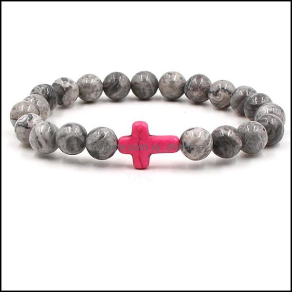 

charm bracelets cross men bracelet natural stone jesus beaded stretch bracele yydhhome drop delivery 2021 jewelry yydhhome dhswa, Golden;silver