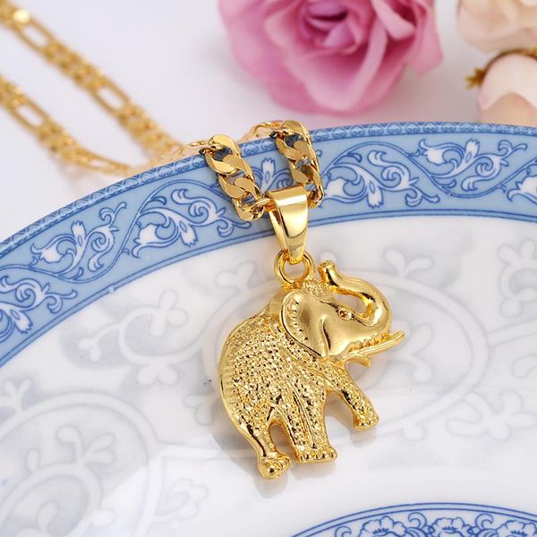 Anhänger Halsketten Kawaii Tier Elefant Lange Für Frauen Charms Dubai Gold Farbe Halskette Mode SchmuckAnhänger