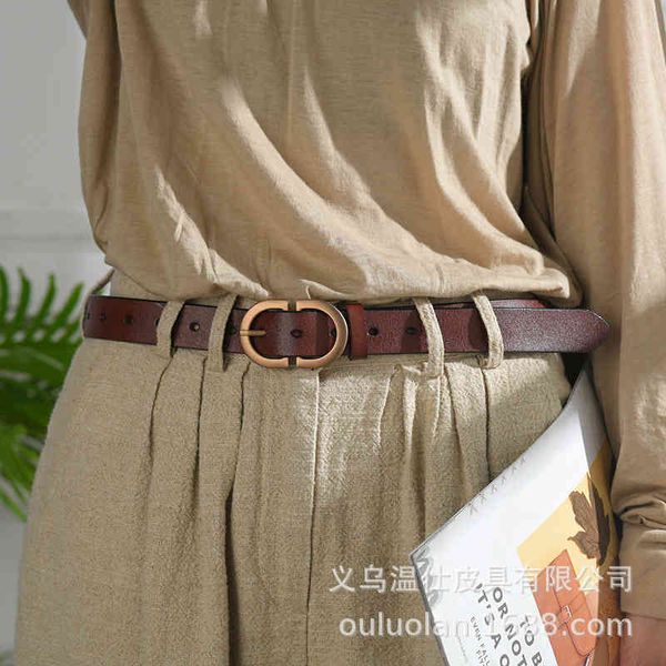

women's leather belt korean fashion simple decoration pants, Black;brown