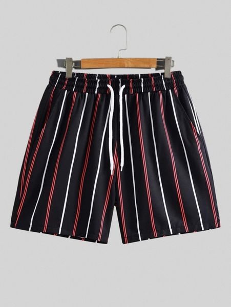 

men vertical striped drawstring waist shorts p8qa#, White;black