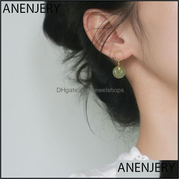 

hoop hie sier color round green stone earrings for women gold wedding engagement handmade jewelry gift jewelshops dh7xa, Golden;silver
