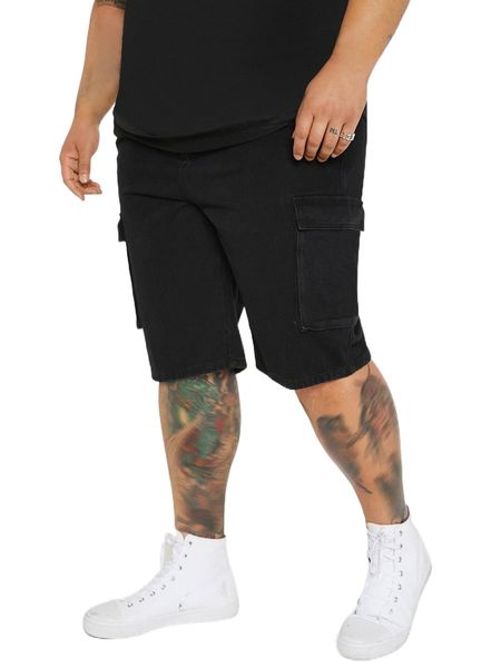

extended sizes men flap pocket denim shorts a7hg#, White;black