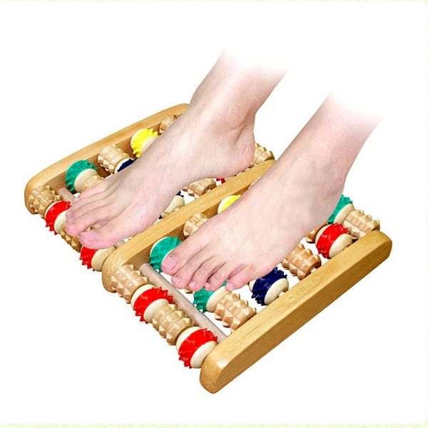 

3/6 row wooden foot shiatsu roller foot care massager massager roller heath therapy acupressure relax massage pain stress relief