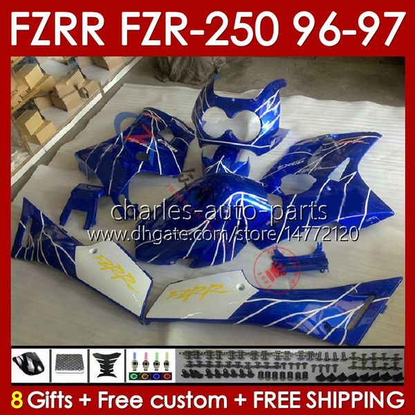 Обтекание для Yamaha fzrr Fzr 250r Blue Glossy 250rr Fzr 250 Rr Fzr250r 1996 1997 Body 144no.77 FZR-250 FZR250 R RR 96 97 FZR250RR FZR250-R FZR-250R 96-97 КОМБЛЕТ