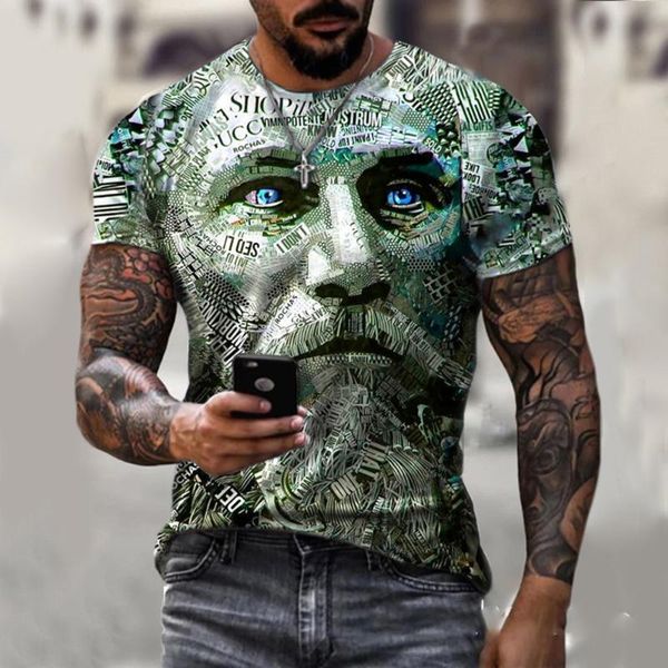 Erkek Tişörtler Erkek 3d Baskılı Mürettebat Boyun Tees Üstler Kısa Kollu T-Shirt Spor Kas Moda Sokağı All Maç Giyim