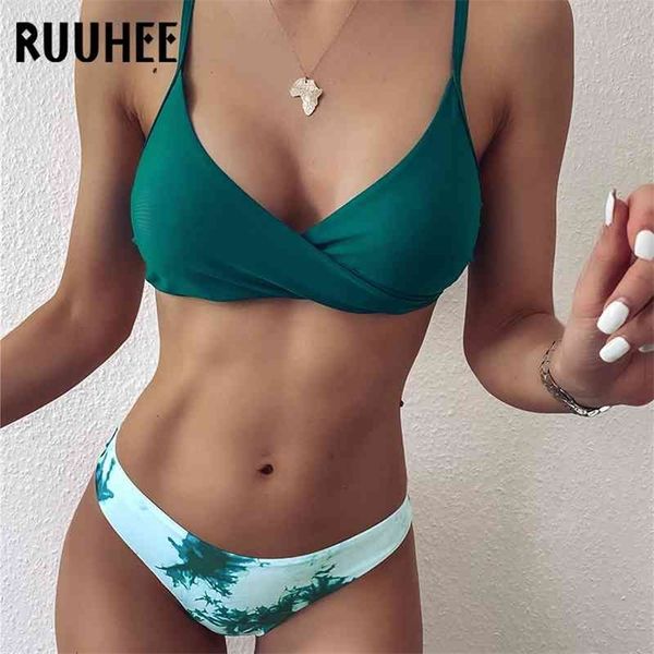 

ruuhee swimsuit push up solid high cut floral bathing suit with padded 2021 set bikini swimwear women 210319, White;black