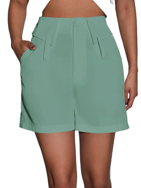 

foldover waist wide leg shorts p48o#, White;black