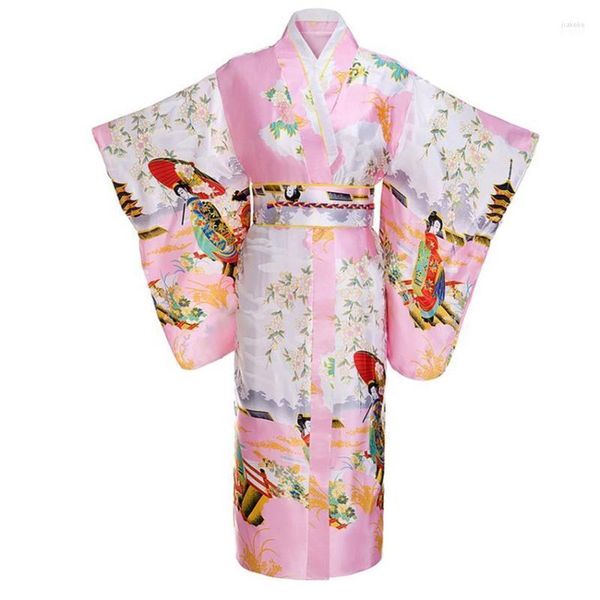 Japonês tradicional Yukata Kimono com Obi Vintage Mulheres Vestido de Noturna Geisha Stage Costume Cosplay1