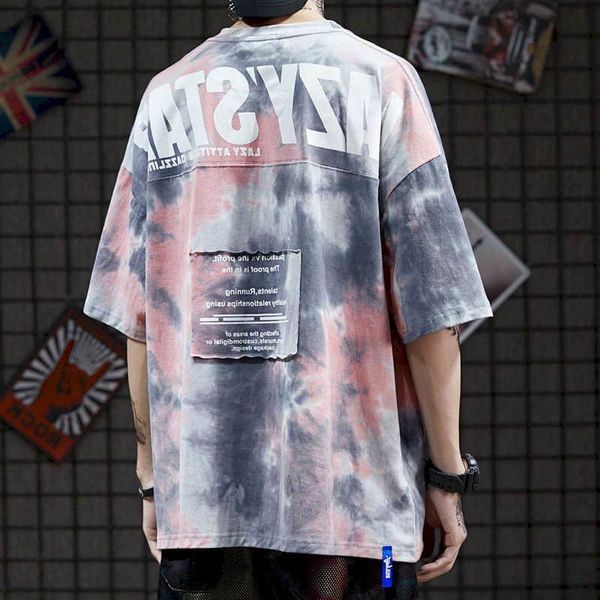 T-shirt da uomo T-shirt a maniche corte Camicia da pipistrello oversize da uomo e da donna Top a mezza manica Toppa per studenti 2022 Summer Korean Nice Streetwear