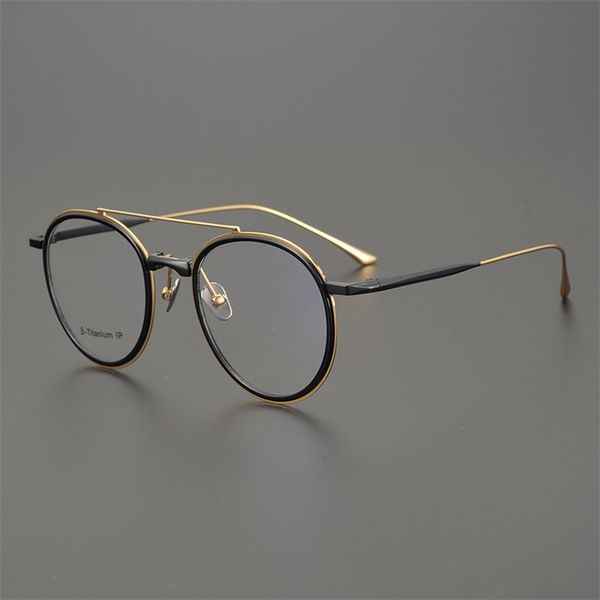 

eyeglasses online 75% off memory ultra light pure titanium double beam pilot round frame myopia glasses frame business men, big face and tre, White;black