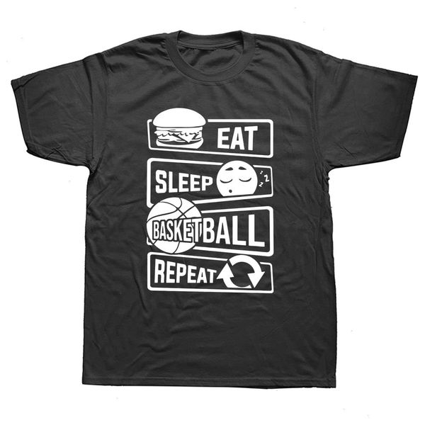 

funny eat sleep repeat t shirts graphic cotton streetwear short sleeve sports o-neck harajuku t-shirt mens clothing, White;black