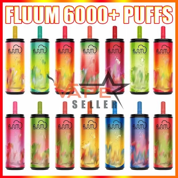 Original Fluum 6000 Puffs Bar Penna monouso Vape E Sigaretta con batteria ricaricabile da 600 mAh 15 ml Pod preriempito Bobina a maglie 0% 2% 3% 5% Forza Kit vapore grande