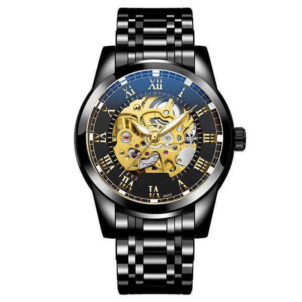

huiya06 mens watch automatic business sports imported crystal lens stainless steel watch, Slivery;brown