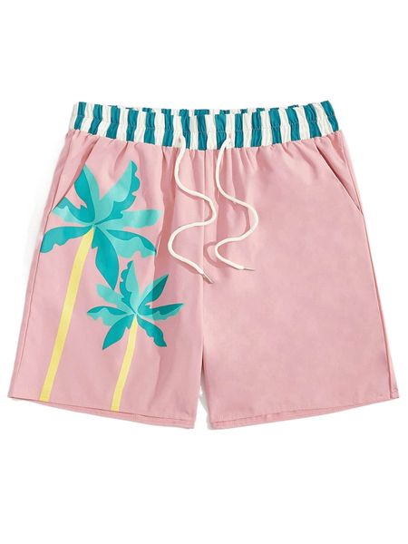 

romwe guys tropical striped waist shorts l5p5#, White;black