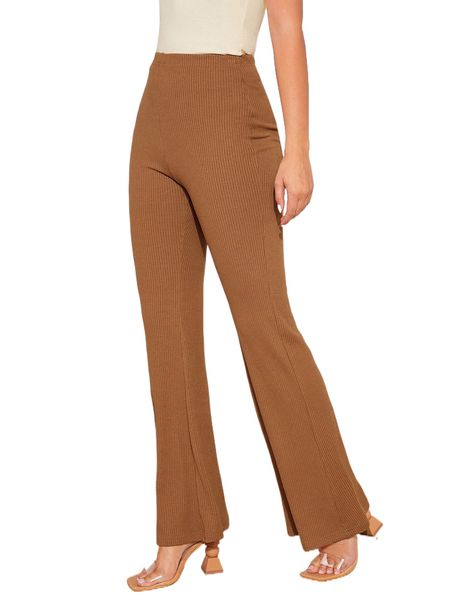 

high waist flare leg pants a76x#, Black;white