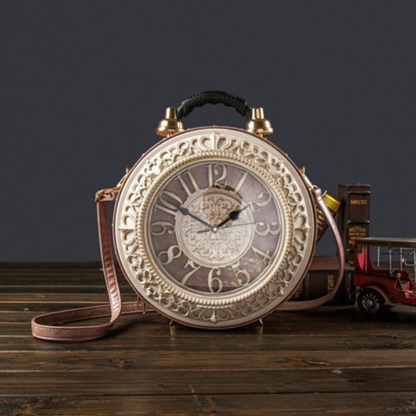 Abendtaschen Luxus Designer Vintage Uhr Form Handtasche Schicke Damen Umhängetasche Begehbare Umhängetasche Damen Geldbörsen Pu Leder