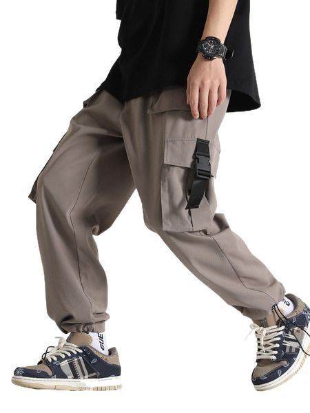 

men flap pocket side cargo pants e1qf#, Black