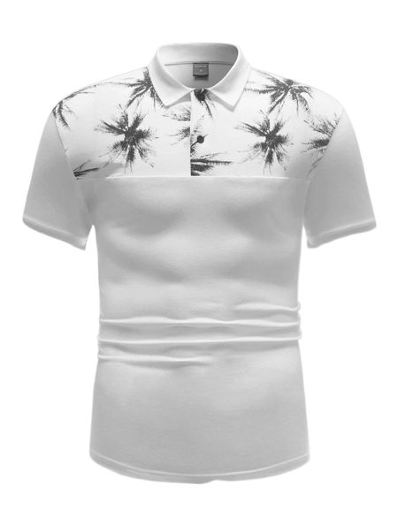

men tropical print polo shirt m7xl#, White;black