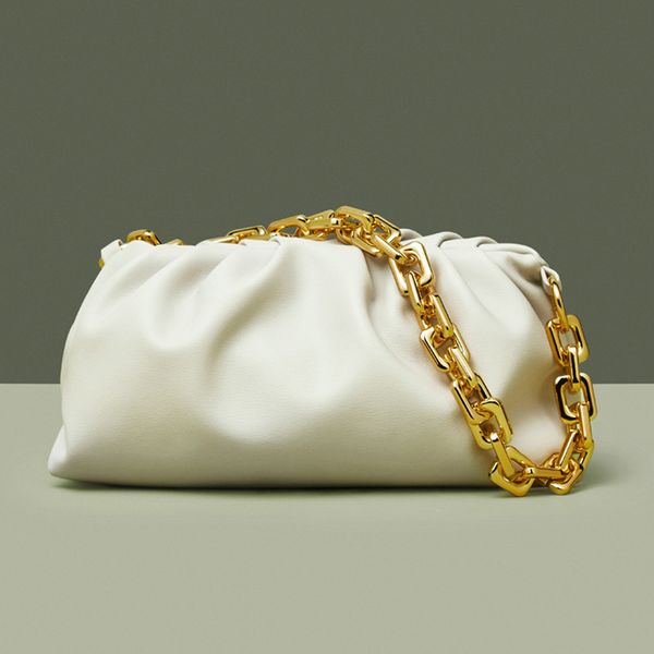 

2022 fashion women bag genuine cow leather handbag thick thin chain cloud dumplings clutch bag female shoulde bags
